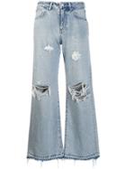 John Elliott Flare Distressed Jeans - Blue