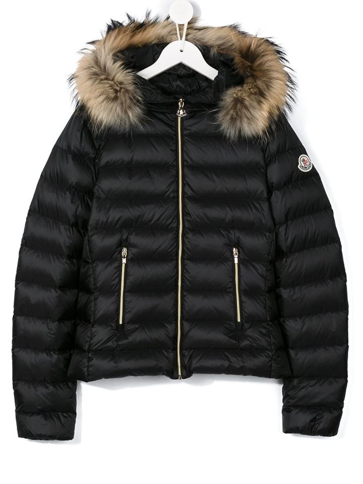 Moncler Kids Padded Fur Trim Jacket, Girl's, Size: 14 Yrs, Black