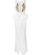 Elisabetta Franchi Sheer Panel Long Dress - White