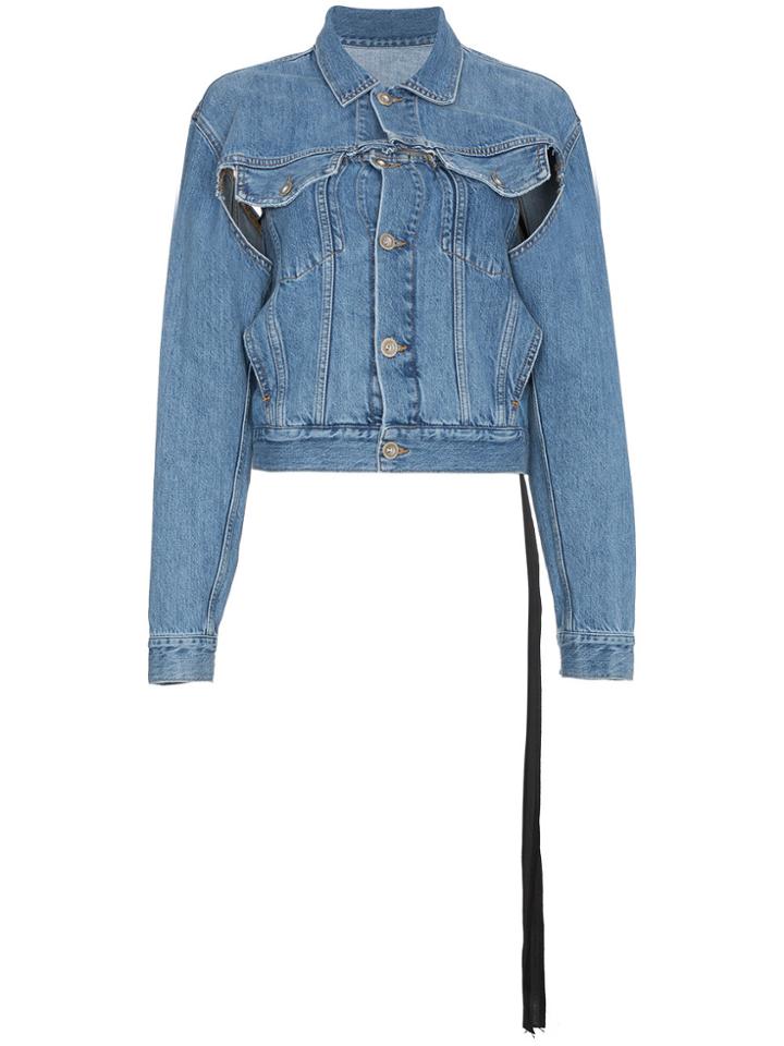 Unravel Project Snake Distressed Denim Jacket - Blue