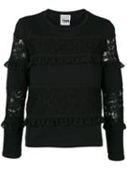 Twin-set - Lace Panel Jumper - Women - Polyamide/polyester - Xxs, Black, Polyamide/polyester