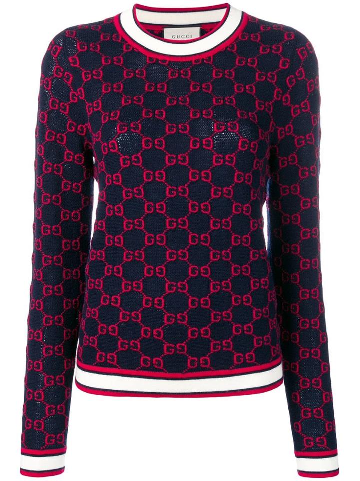 Gucci Gg Jacquard Logo Sweater - Blue