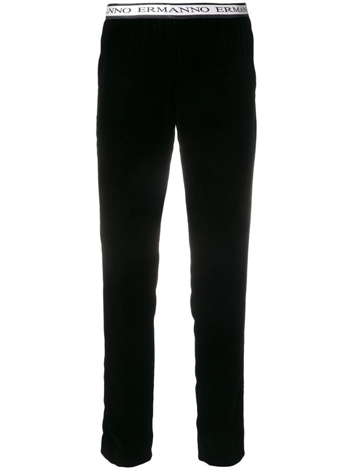 Ermanno Ermanno Cropped Logo Trousers - Black