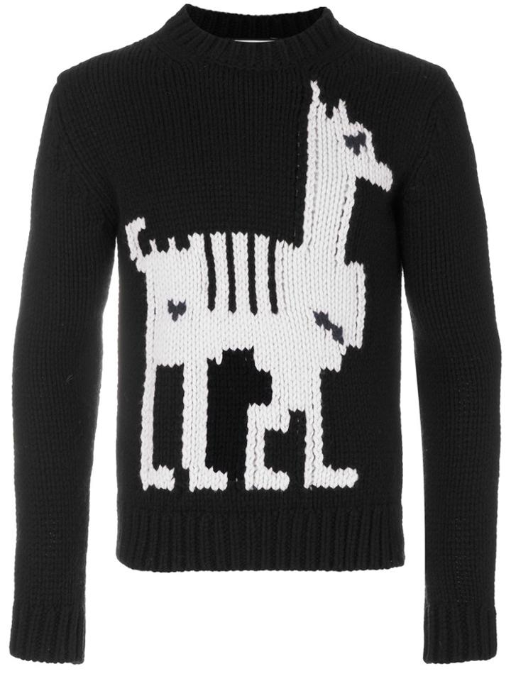 Moncler Embroidered Knitted Sweater - Black