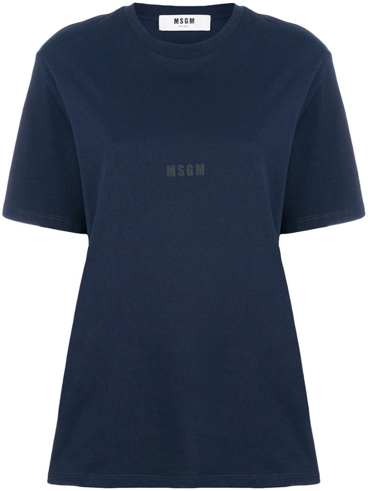 Msgm Mini Logo Printed T-shirt - Blue