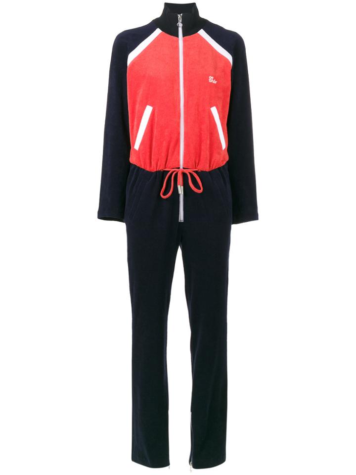 Off-white Track Velvet Jumpsuit - Blue