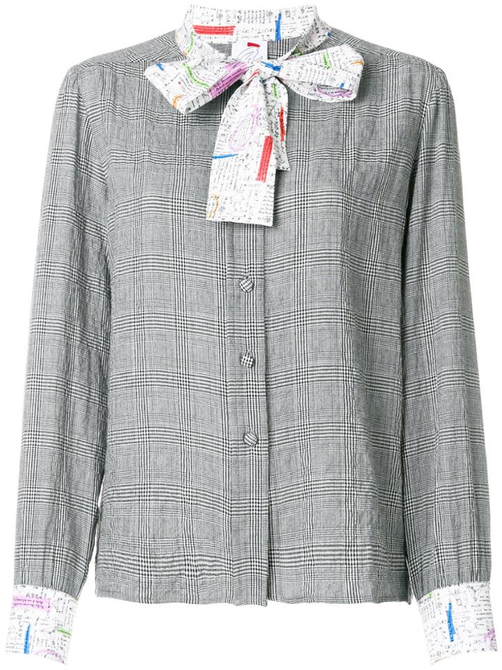 Ultràchic Contrast Neck-tied Blouse - Grey