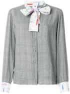 Ultràchic Contrast Neck-tied Blouse - Grey
