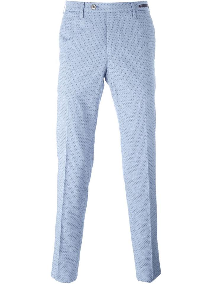 Pt01 Front Pleated Trousers, Men's, Size: 52, Blue, Cotton/spandex/elastane
