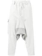 Y-3 Drop Crotch Sweatpants, Men's, Size: Medium, White, Polyester/cotton