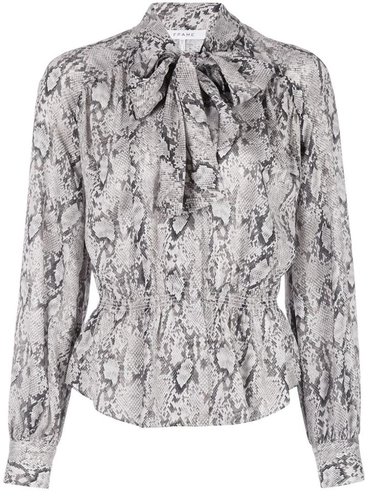 Frame Snakeskin-print Silk Shirt - Grey