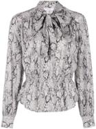 Frame Snakeskin-print Silk Shirt - Grey