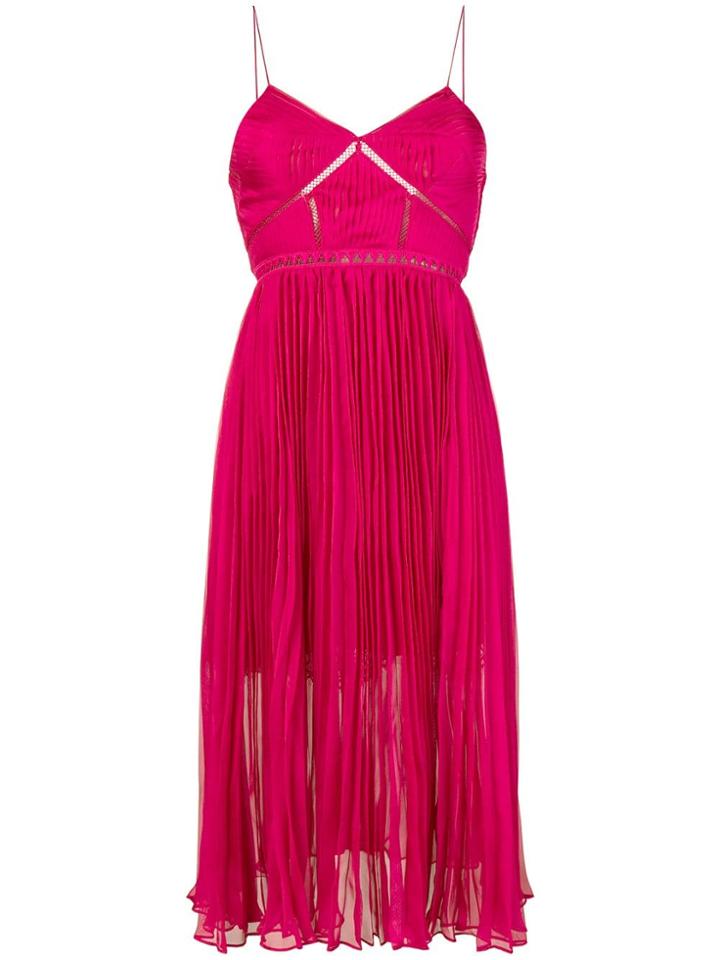 Self-portrait Pleated Chiffon Midi Dress - Pink & Purple