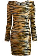 Alexandre Vauthier Tiger Printed Mini Dress - Brown