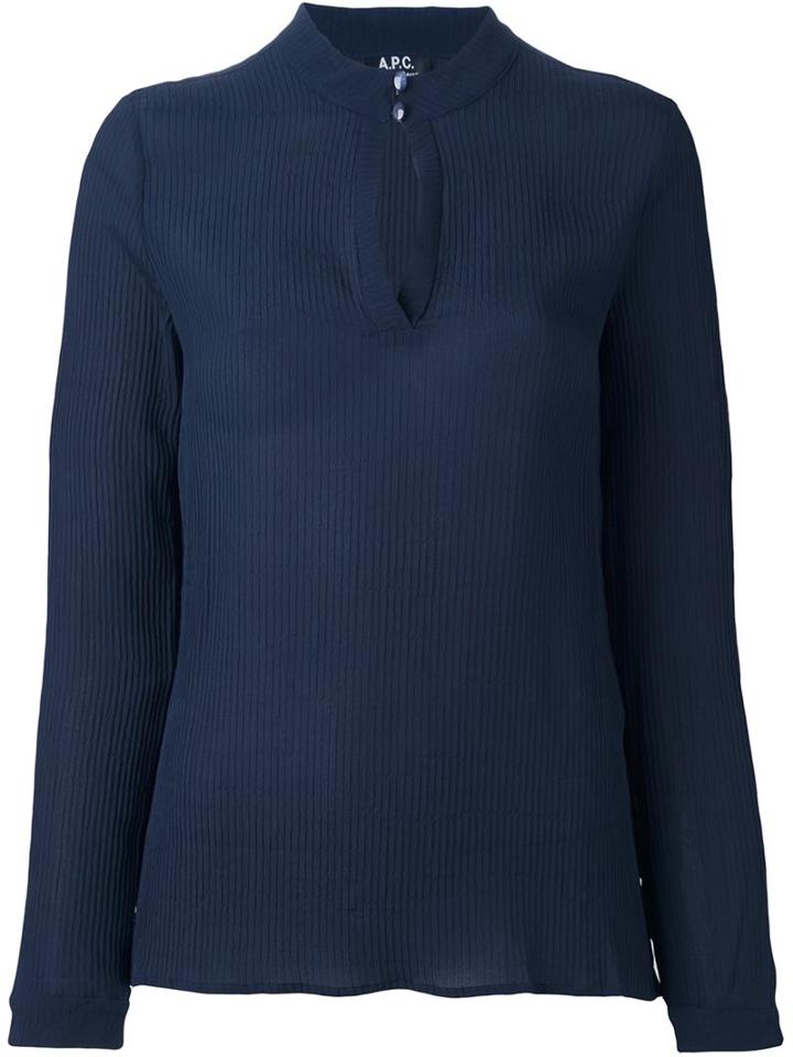 A.p.c. Pleated Round Neck Blouse