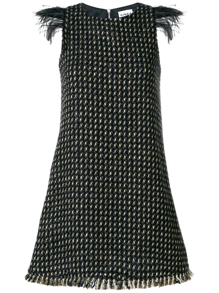 Ainea A-line Tweed Dress - Blue