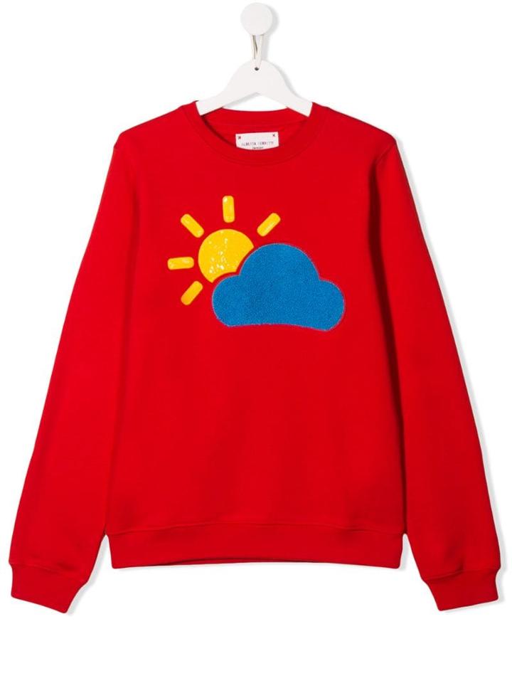 Alberta Ferretti Kids Teen Sequin Cloud And Sun Patch Sweatshirt - Red