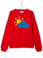 Alberta Ferretti Kids Teen Sequin Cloud And Sun Patch Sweatshirt - Red