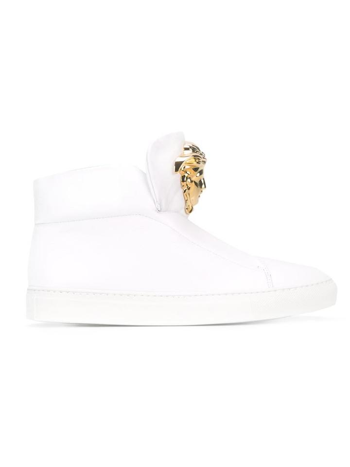 Versace Medusa Slip-on Hi-top Sneakers, Women's, Size: 38, White, Leather/rubber/metal Other