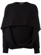 Issey Miyake Pre-owned Knitted Draped Sweater - Black