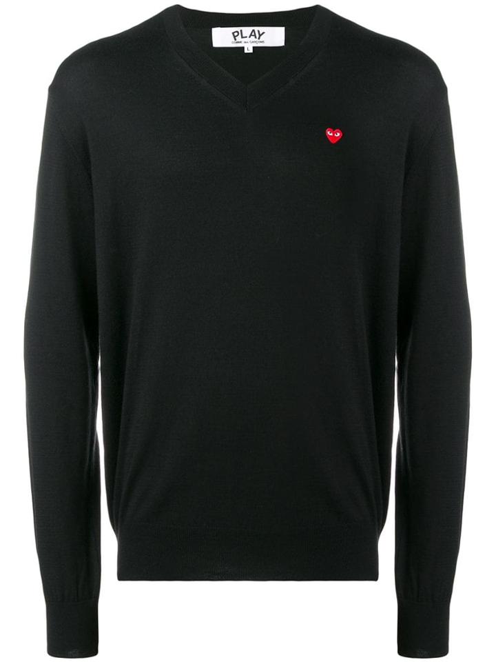 Comme Des Garçons Play Contrast Logo Jumper - Black