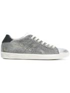 Leather Crown Lace-up Sneakers - Grey