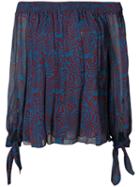 Derek Lam - Printed Bardot Blouse - Women - Silk - 40, Blue, Silk