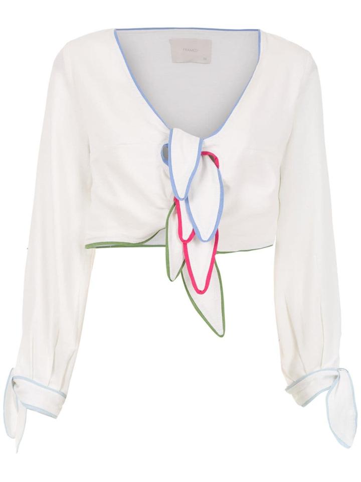 Framed Rainbow Cropped Top - White