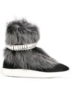 Giuseppe Zanotti Design Marley Fur And Crystal Hi-top Sneakers - Black