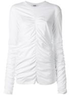 Msgm Ruched Detail T-shirt, Women's, Size: Xs, White, Cotton