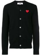Comme Des Garçons Play Heart Patch Knitted Cardigan - Black