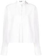 Jil Sander Pleated Bib Half Placket Shirt - White