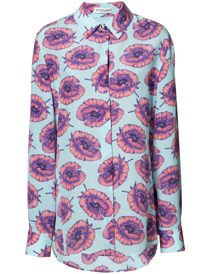 Altuzarra - Floral-print Shirt - Women - Silk - 36, Blue, Silk