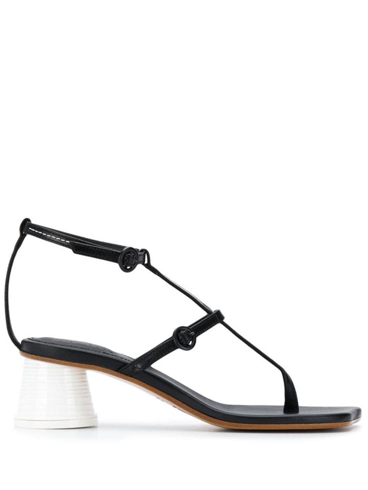 Mm6 Maison Margiela Strappy Block Heel Sandals - Black