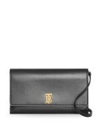 Burberry Monogram Motif Leather Wallet With Detachable Strap - Black