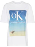Calvin Klein Jeans Est. 1978 Ok Logo Print Cotton T Shirt - White