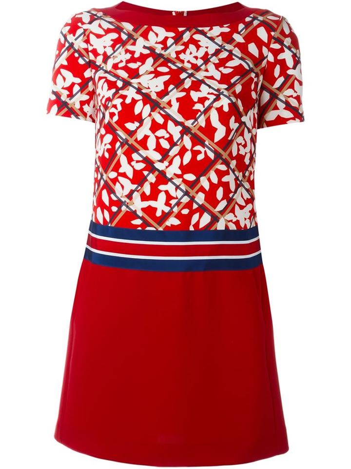 Jil Sander Navy Printed Shortsleeved Mini Dress
