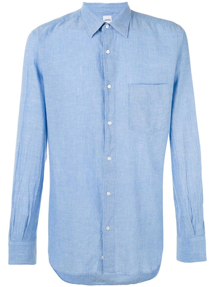 Aspesi - Plain Shirt - Men - Cotton - Xl, Blue, Cotton