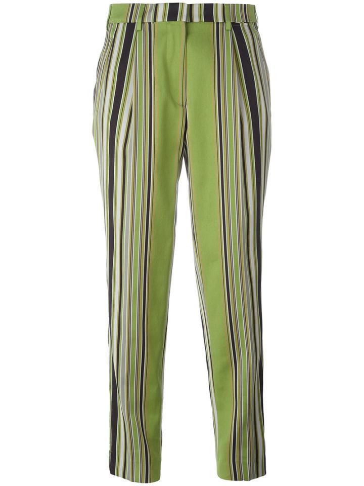Etro - Striped Straight Trousers - Women - Silk/cotton/polyester/viscose - 42, Green, Silk/cotton/polyester/viscose
