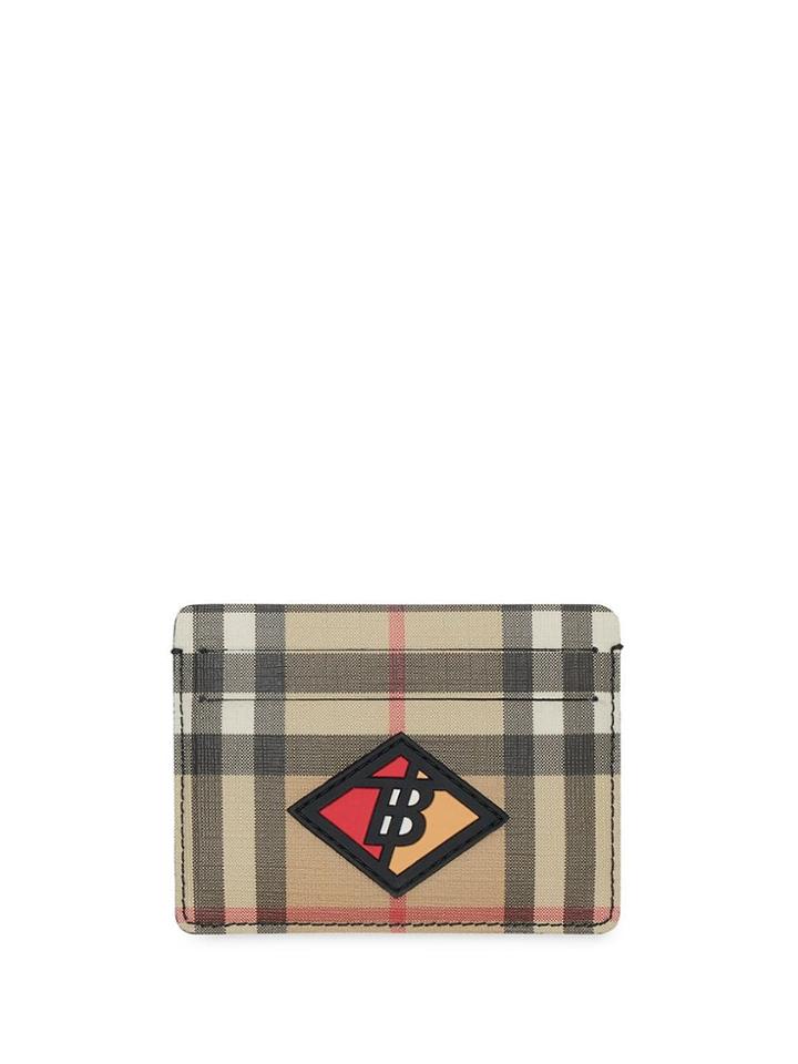 Burberry Logo Graphic Vintage Check E-canvas Card Case - Neutrals