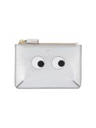 Anya Hindmarch Silver Leather Eyes Flat Coin Purse - Grey