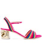 Casadei Striped Chain Heel Sandalstoe - Multicolour