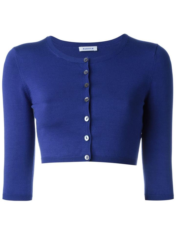 P.a.r.o.s.h. Sybil Cardigan, Women's, Blue, Silk/spandex/elastane