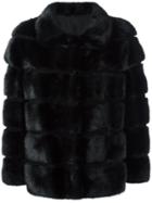 Simonetta Ravizza Short Buttoned Coat, Women's, Size: 44, Black, Mink Fur/silk
