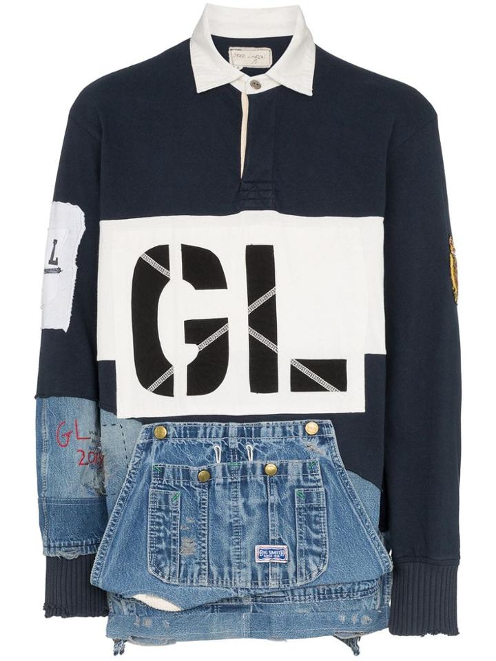 Greg Lauren Denim Pocket Rugby Polo Shirt - Blue