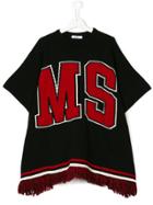 Msgm Kids Logo Poncho - Black