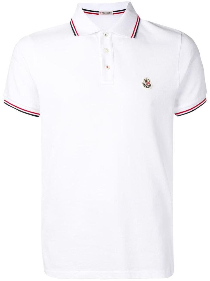 Moncler Stripe Trim Polo Shirt - White