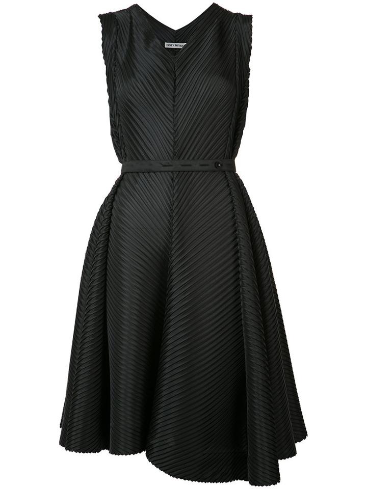Issey Miyake Slant Pleated Dress, Women's, Size: 2, Black, Polyester