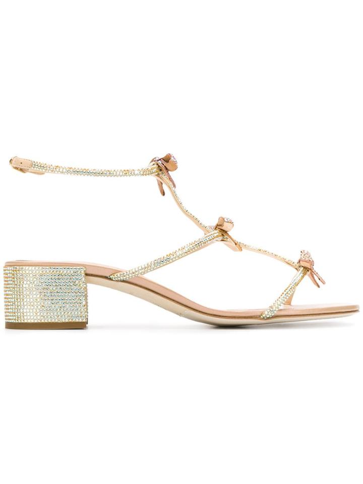 René Caovilla Crystal-embellished Sandals - Metallic