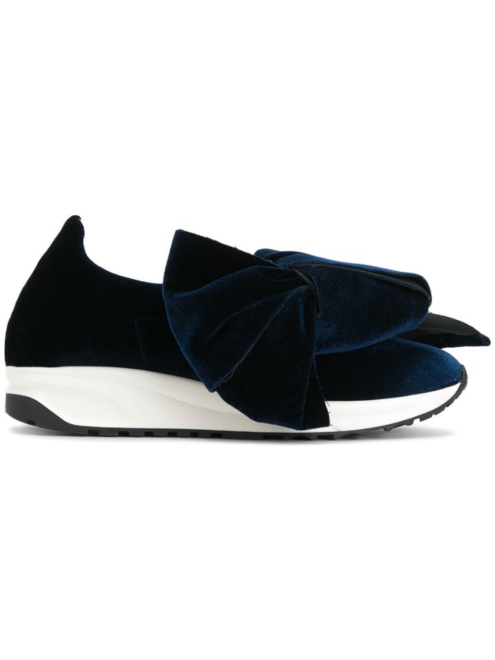 Joshua Sanders Velvet Oversized Bow Shoes - Blue